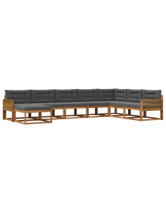Set di divani da esterno con cuscino 8 pcs Naturale e Antracite