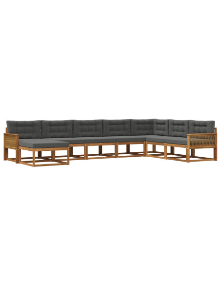 Set di divani da esterno con cuscino 8 pcs Naturale e Antracite