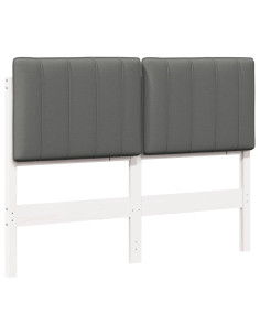 Testiera imbottita Bianco e grigio chiaro 120 cm Pino massello 2