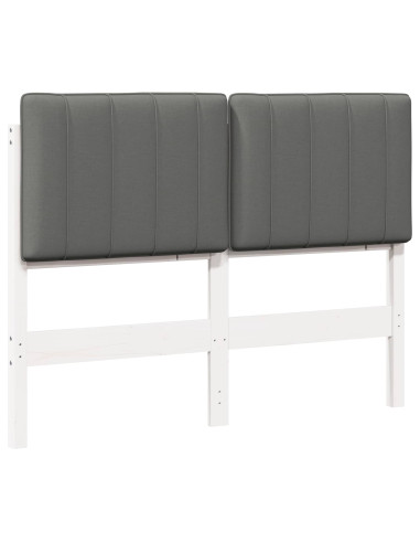 Testiera imbottita Bianco e grigio chiaro 120 cm Pino massello