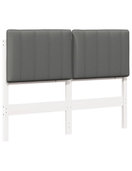 Testiera imbottita Bianco e grigio chiaro 120 cm Pino massello