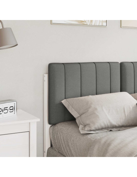 Testiera imbottita Bianco e grigio chiaro 120 cm Pino massello