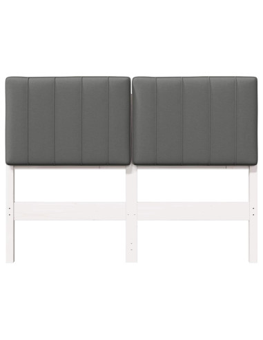 Testiera imbottita Bianco e grigio chiaro 120 cm Pino massello