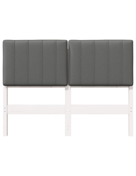 Testiera imbottita Bianco e grigio chiaro 120 cm Pino massello