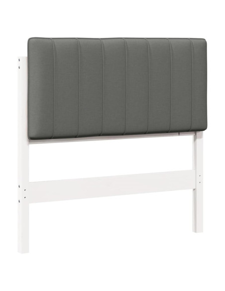 Testiera imbottita Bianco e grigio chiaro 90 cm Pino massello