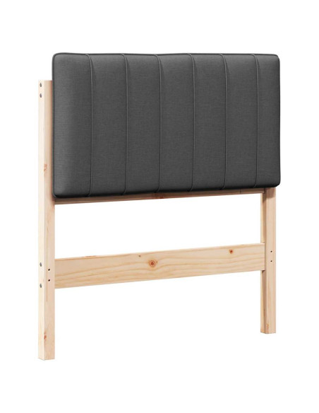Testiera imbottita Marrone e grigio scuro 75 cm Pino massello