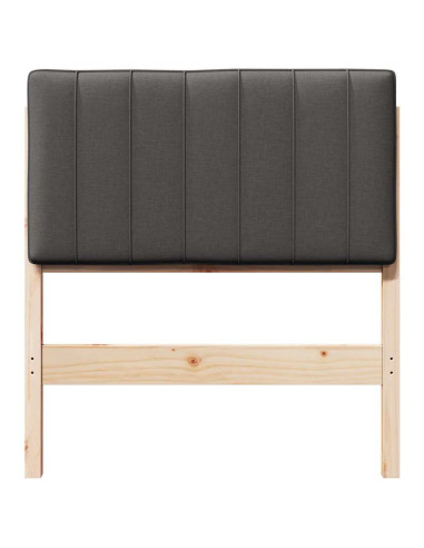 Testiera imbottita Marrone e grigio scuro 75 cm Pino massello