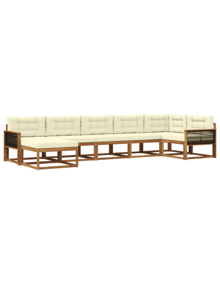 Set di divani da esterno con cuscino 7 pcs Naturale e Crema