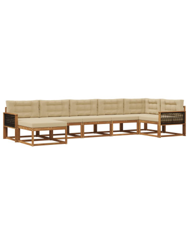 Set di divani da esterno con cuscino 7 pcs Naturale e Beige