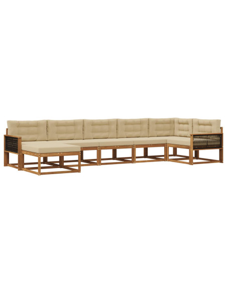 Set di divani da esterno con cuscino 7 pcs Naturale e Beige