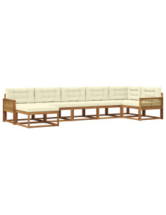 Set di divani da esterno con cuscino 7 pcs Naturale e Crema
