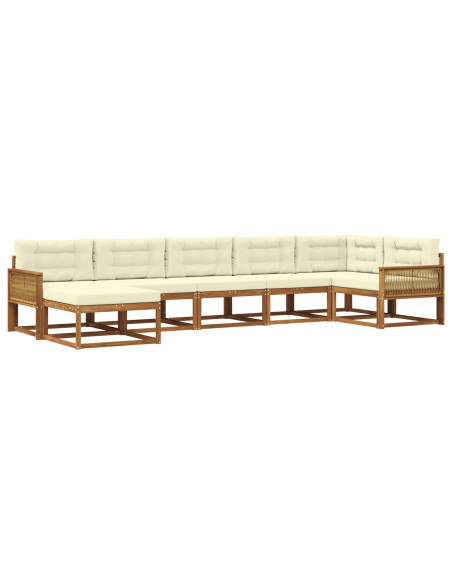 Set di divani da esterno con cuscino 7 pcs Naturale e Crema