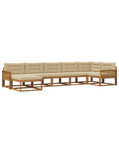 Set di divani da esterno con cuscino 7 pcs Naturale e Beige