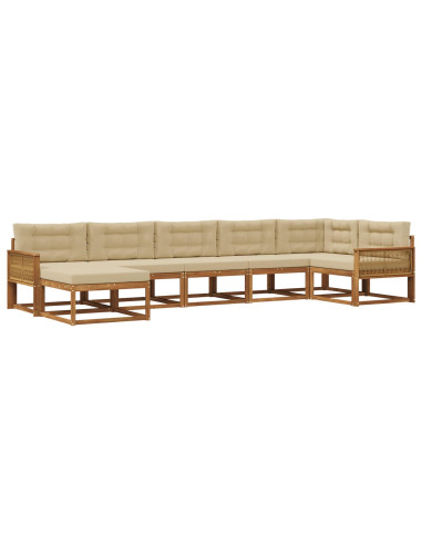 Set di divani da esterno con cuscino 7 pcs Naturale e Beige