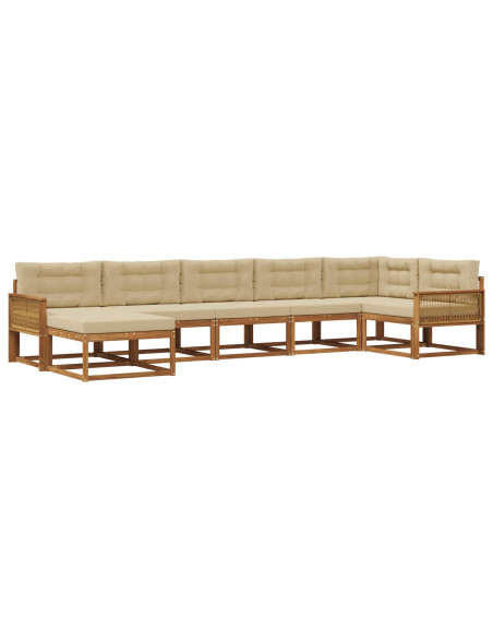 Set di divani da esterno con cuscino 7 pcs Naturale e Beige