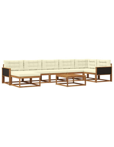 Set di divani da esterno con cuscino 8 pcs Naturale e Crema