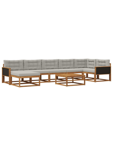 Set di divani da esterno 8 pcs Naturale e Grigio Chiaro