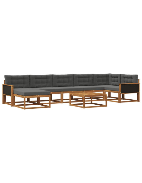 Set di divani da esterno con cuscino 8 pcs Naturale e Antracite