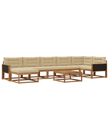 Set di divani da esterno con cuscino 8 pcs Naturale e Beige