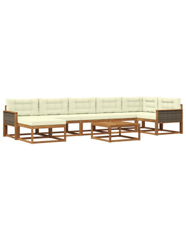 Set di divani da esterno con cuscino 8 pcs Naturale e Crema