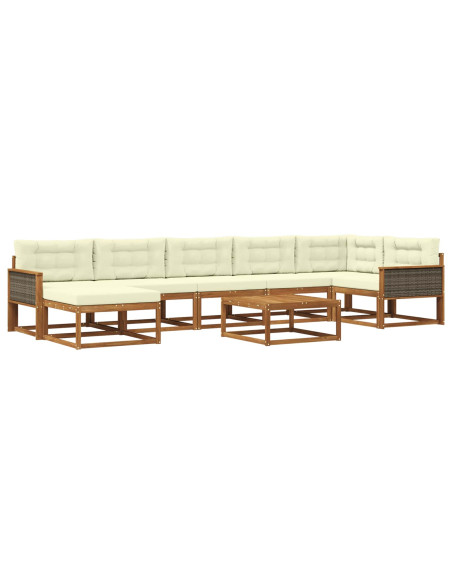 Set di divani da esterno con cuscino 8 pcs Naturale e Crema