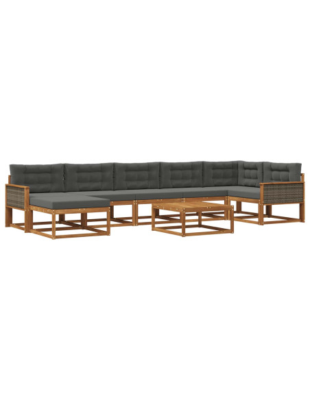 Set di divani da esterno con cuscino 8 pcs Naturale e Antracite