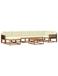 Set di divani da esterno con cuscino 8 pcs Naturale e Crema