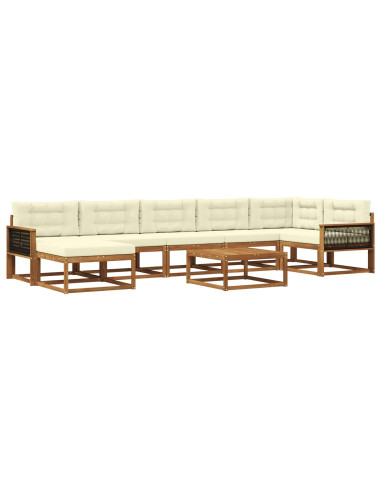 Set di divani da esterno con cuscino 8 pcs Naturale e Crema