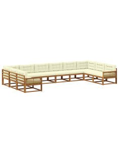 Set di divani da esterno con cuscino 10 pcs Naturale e Crema