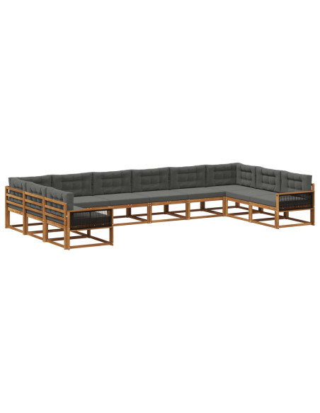 Set di divani da esterno 10 pcs Naturale e Antracite