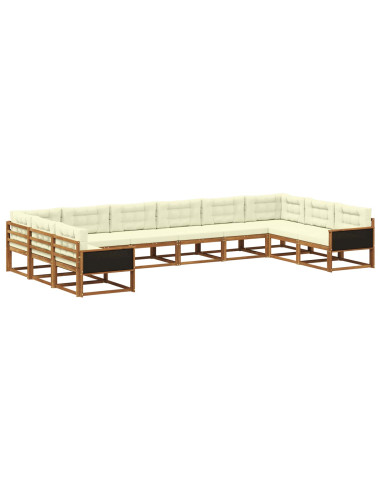 Set di divani da esterno con cuscino 10 pcs Naturale e Crema