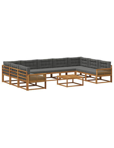 Set di divani da esterno 10 pcs Naturale e Antracite