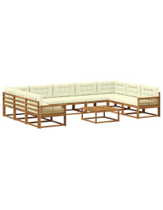Set di divani da esterno con cuscino 10 pcs Naturale e Crema