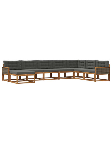 Set di divani da esterno con cuscino 8 pcs Naturale e Antracite