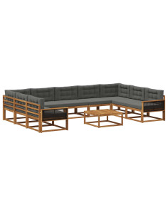 Set di divani da esterno 10 pcs Naturale e Antracite