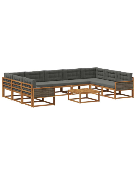 Set di divani da esterno 10 pcs Naturale e Antracite