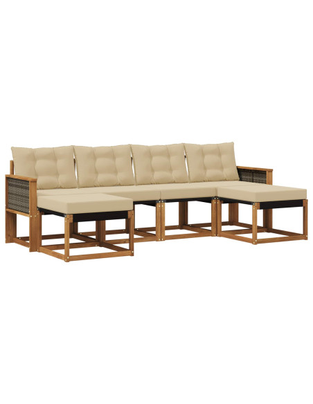 Set di divani da esterno con cuscino 6 pcs Naturale e Beige