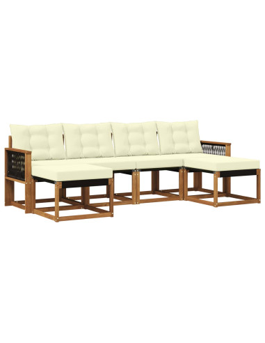 Set di divani da esterno con cuscino 6 pcs Naturale e Crema