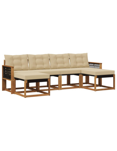 Set di divani da esterno con cuscino 6 pcs Naturale e Beige