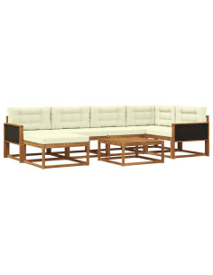 Set di divani da esterno con cuscino 7 pcs Naturale e Crema