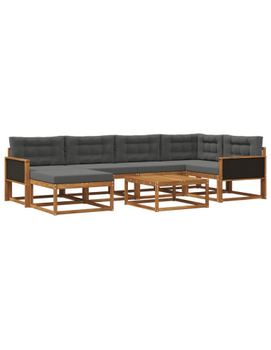 Set di divani da esterno con cuscino 7 pcs Naturale e Antracite