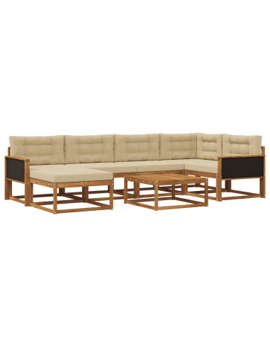 Set di divani da esterno con cuscino 7 pcs Naturale e Beige