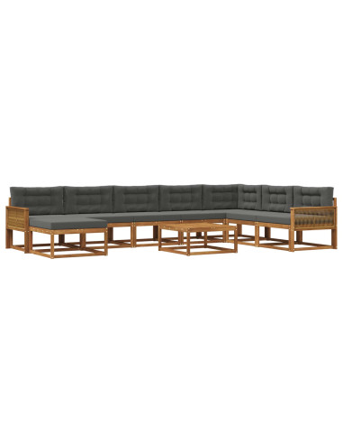 Set di divani da esterno con cuscino 9 pcs Naturale e Antracite