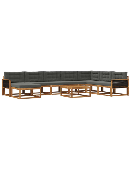 Set di divani da esterno con cuscino 9 pcs Naturale e Antracite