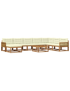 Set di divani da esterno con cuscino 9 pcs Naturale e Crema