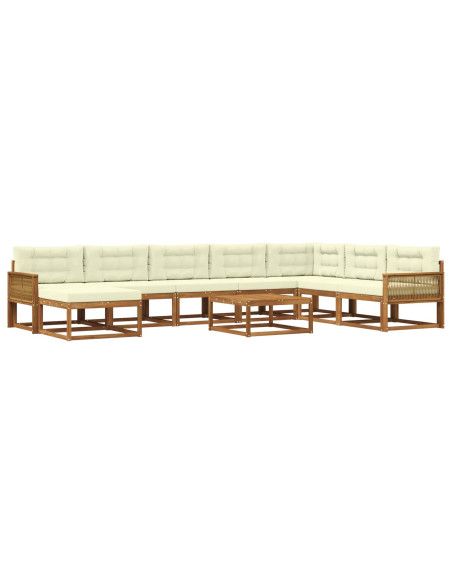 Set di divani da esterno con cuscino 9 pcs Naturale e Crema
