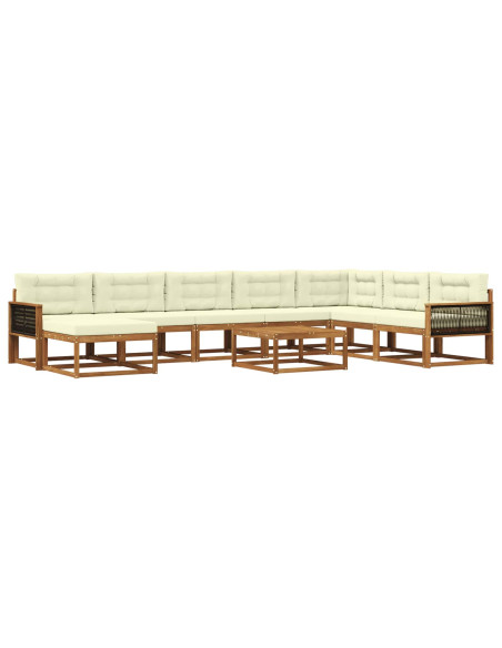 Set di divani da esterno con cuscino 9 pcs Naturale e Crema