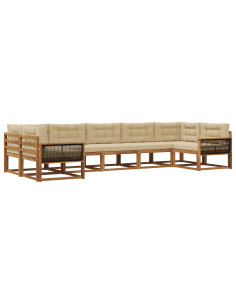 Set di divani da esterno con cuscino 7 pcs Naturale e Beige