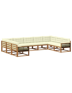 Set di divani da esterno con cuscino 9 pcs Naturale e Crema