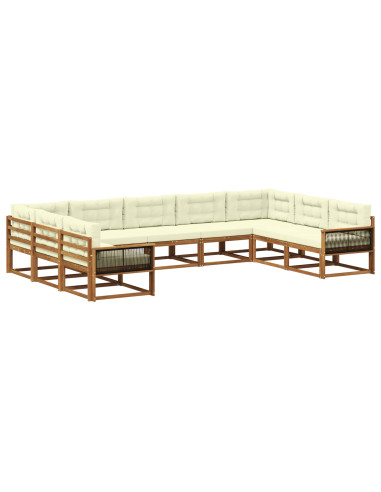 Set di divani da esterno con cuscino 9 pcs Naturale e Crema